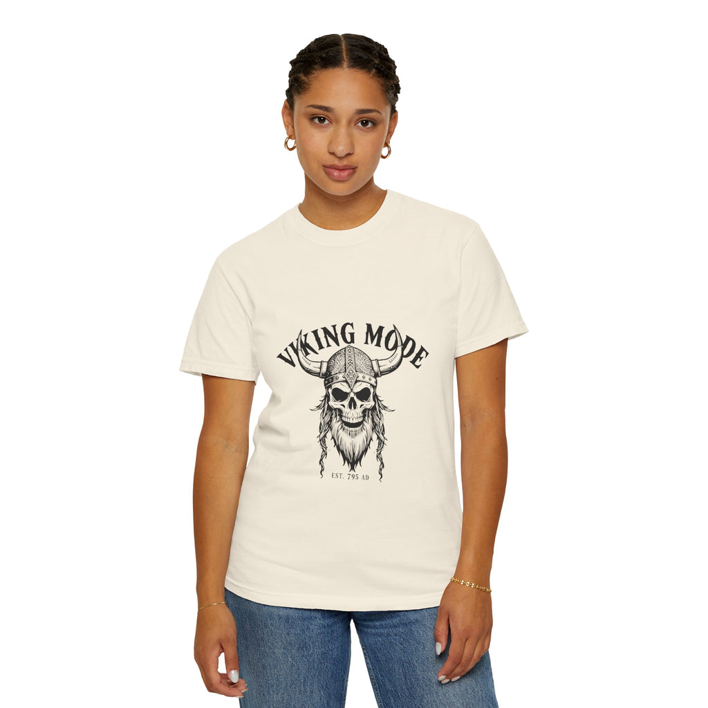 Viking Mode Skull Viking T-shirt | Norse Helmet Skull Graphic Tee