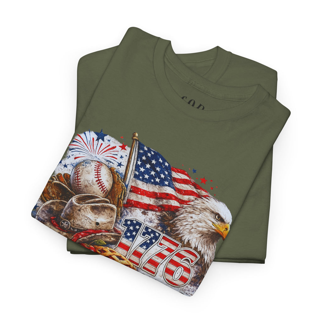 Patriotic Eagle American Flag T-Shirt — USA 1776 Military Tribute Tee