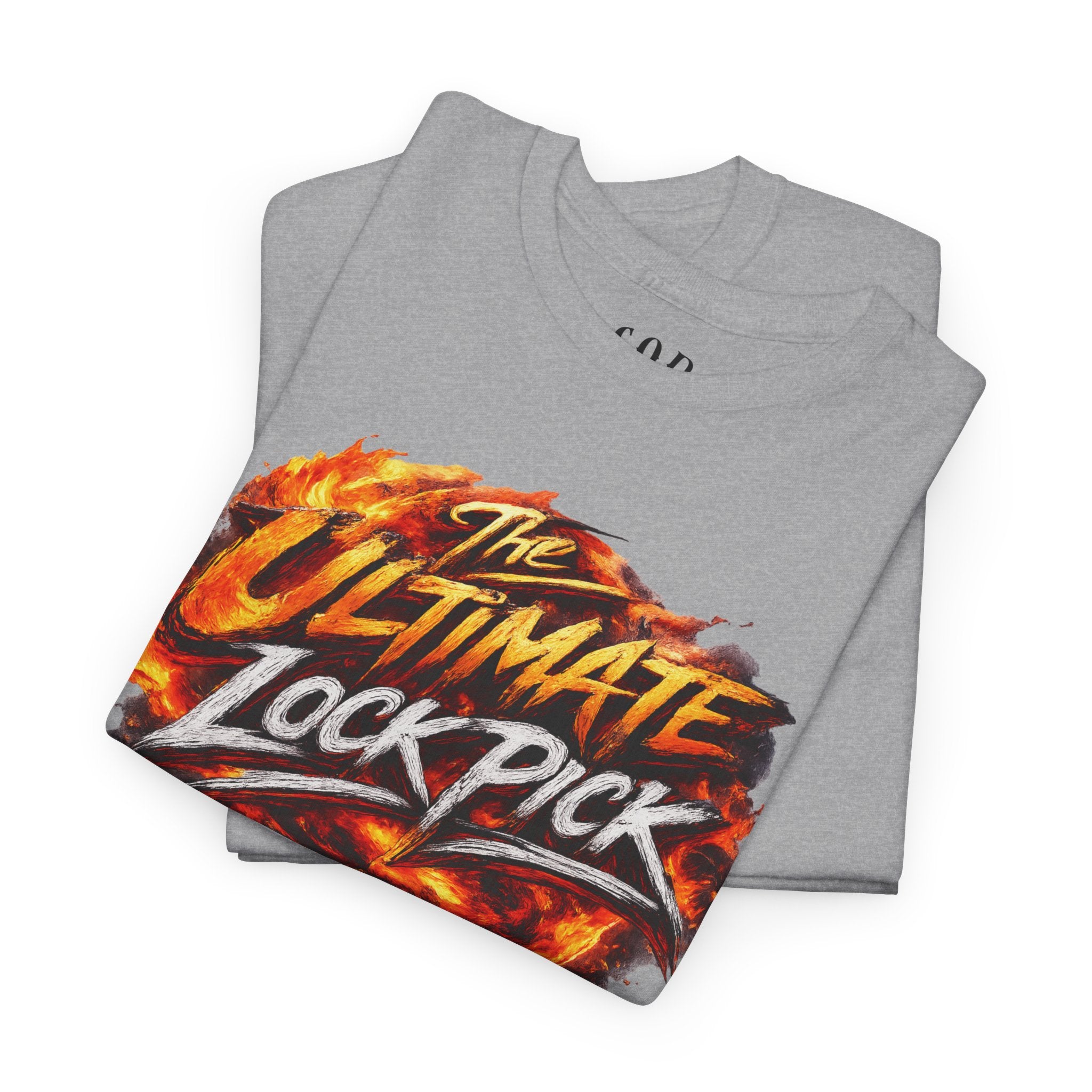 T-Shirt — "Ultimate Lock Pick" Fiery Logo Graphic Tee