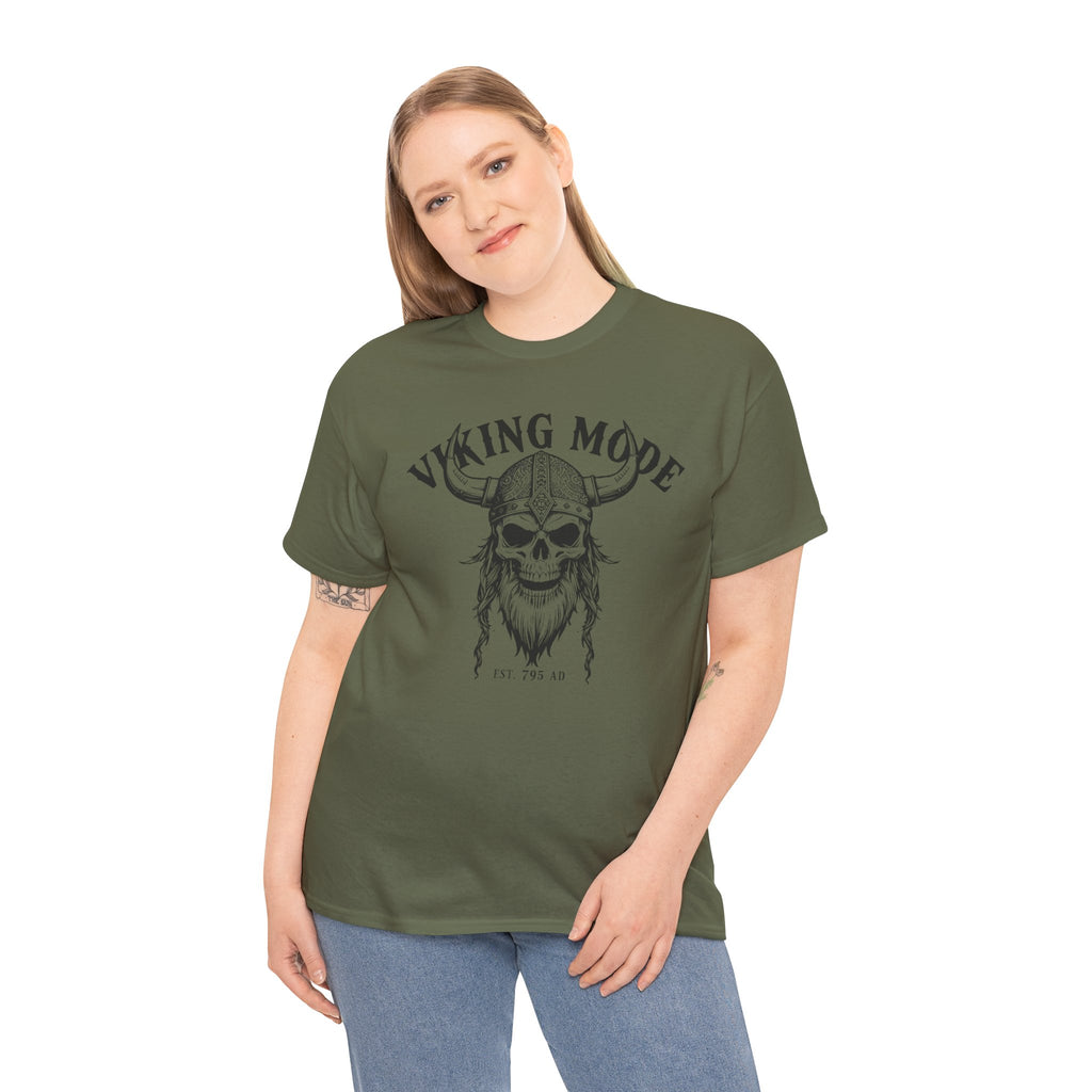 Viking Mode Skull Viking T-shirt | Norse Helmet Skull Graphic Tee
