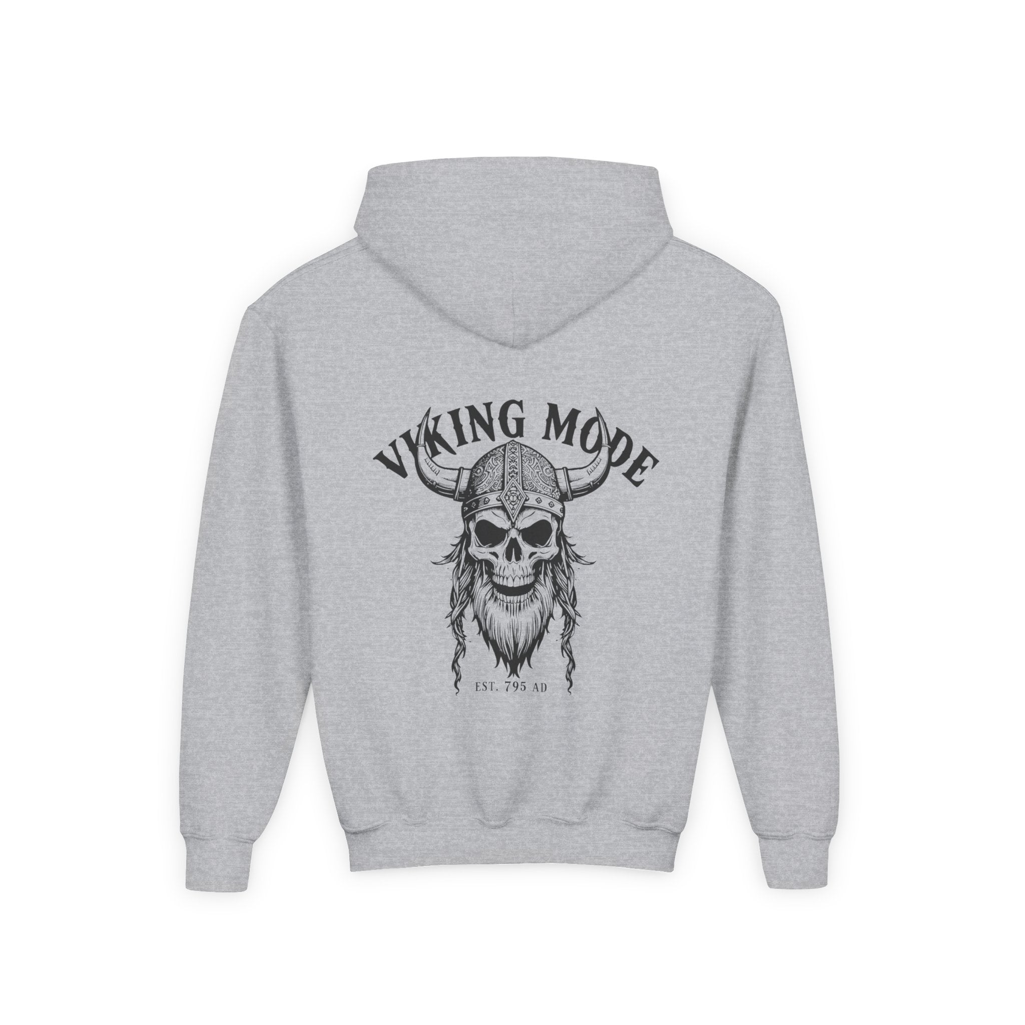 Viking Mode Skull with Horned Helmet Hoodie | Youth Hoodie