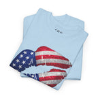 American Flag Kiss T‑Shirt – Patriotic USA Lip Print Tee for 4th of July