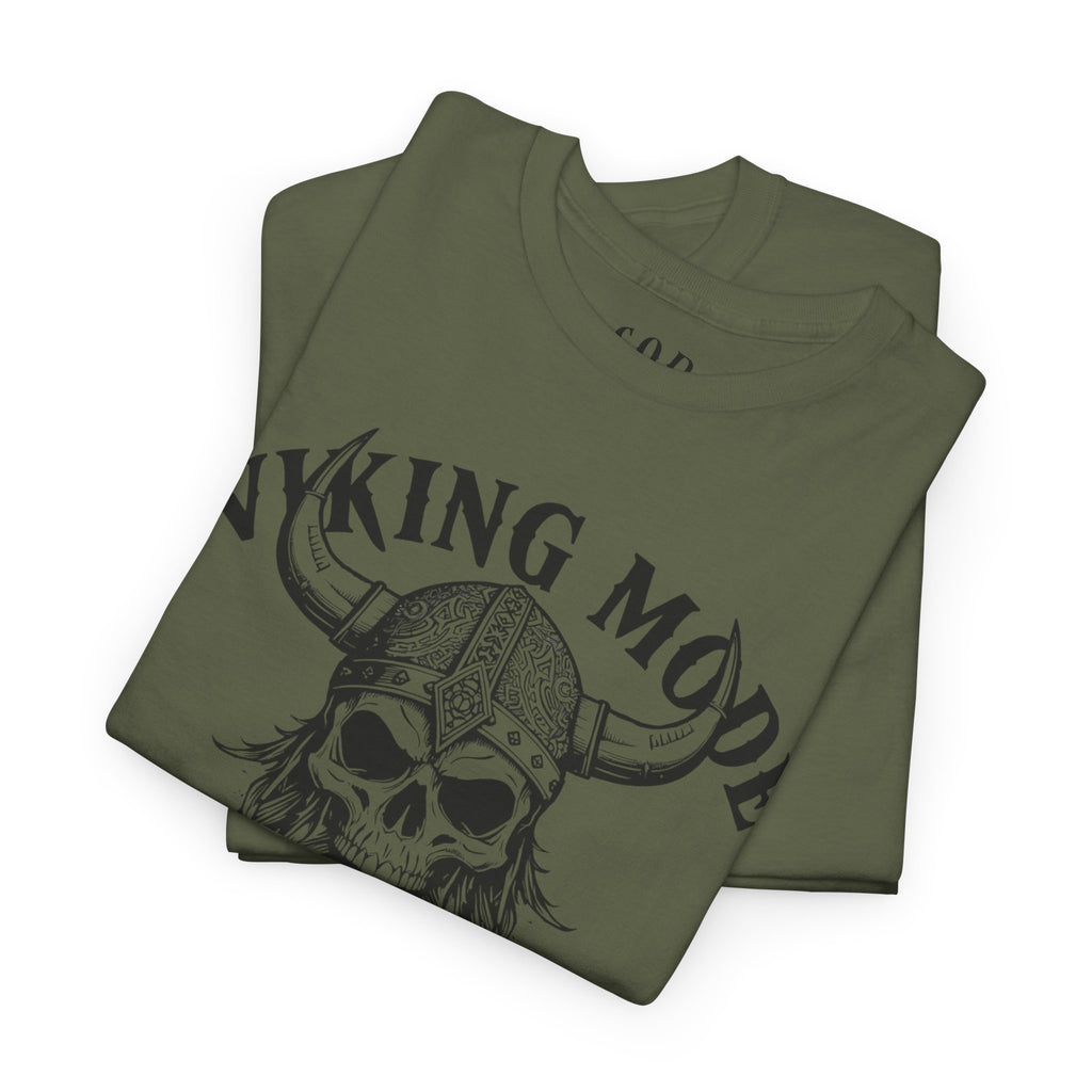 Viking Mode Skull Viking T-shirt | Norse Helmet Skull Graphic Tee