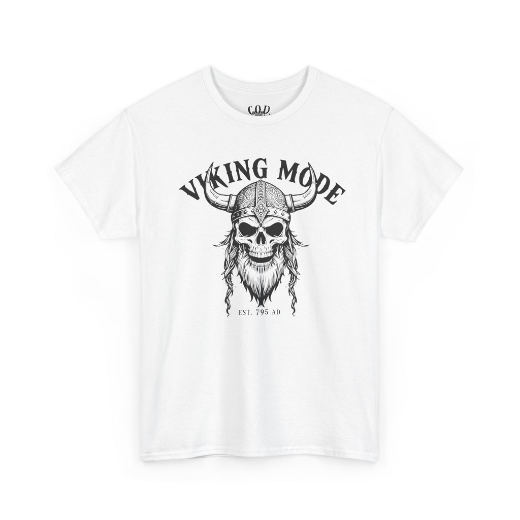 Viking Mode Skull Viking T-shirt | Norse Helmet Skull Graphic Tee