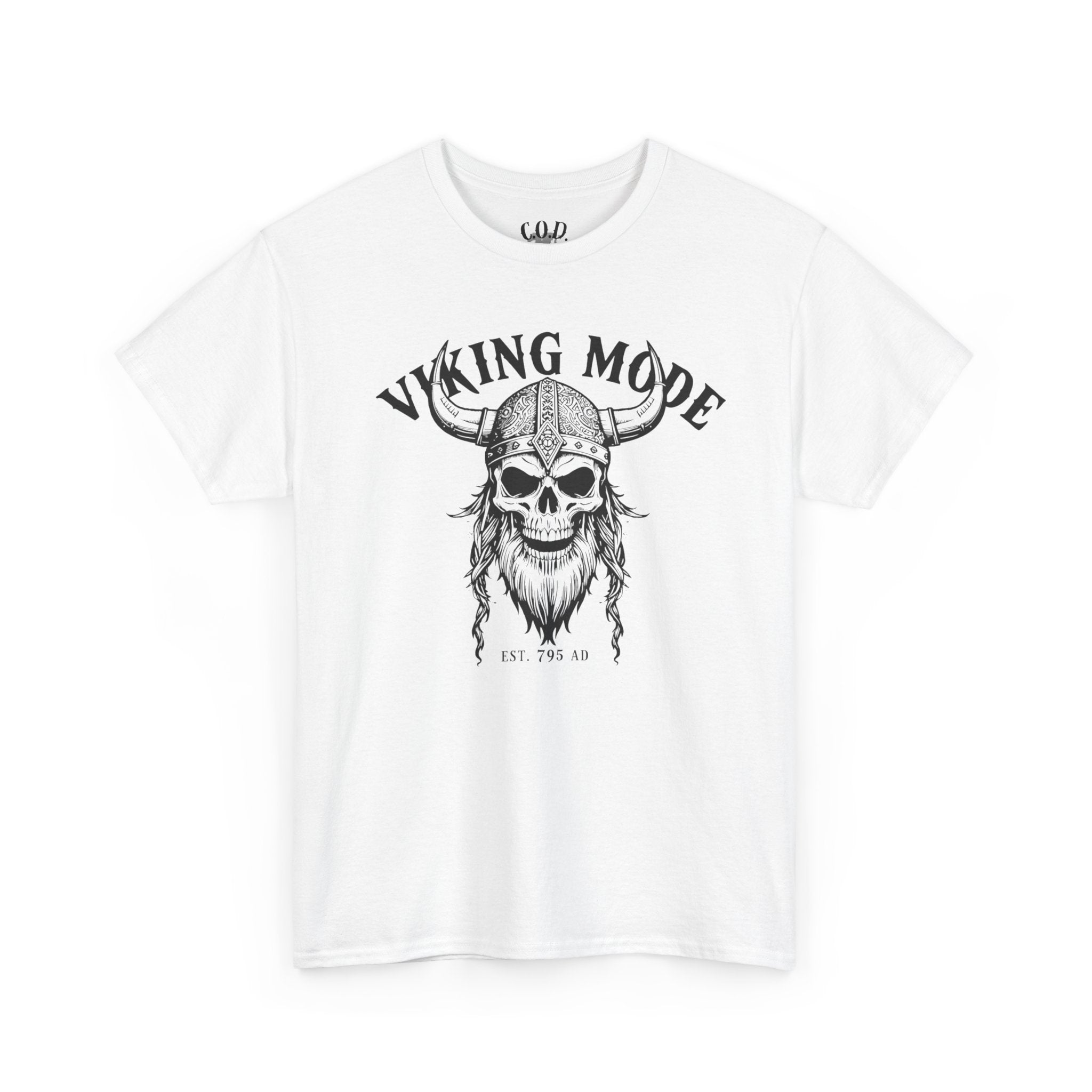 Viking Mode Skull Viking T-shirt | Norse Helmet Skull Graphic Tee