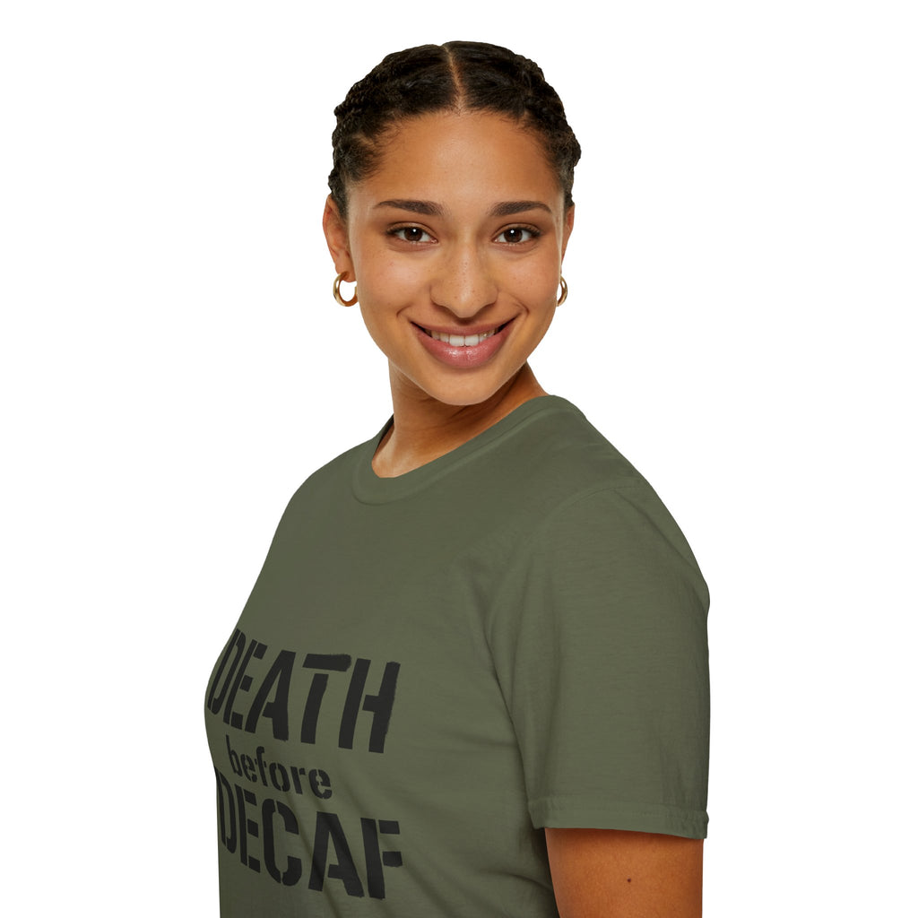 Death Before Decaf T-Shirt — Funny Coffee Lover Tee