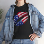 American Flag Kiss T‑Shirt – Patriotic USA Lip Print Tee for 4th of July