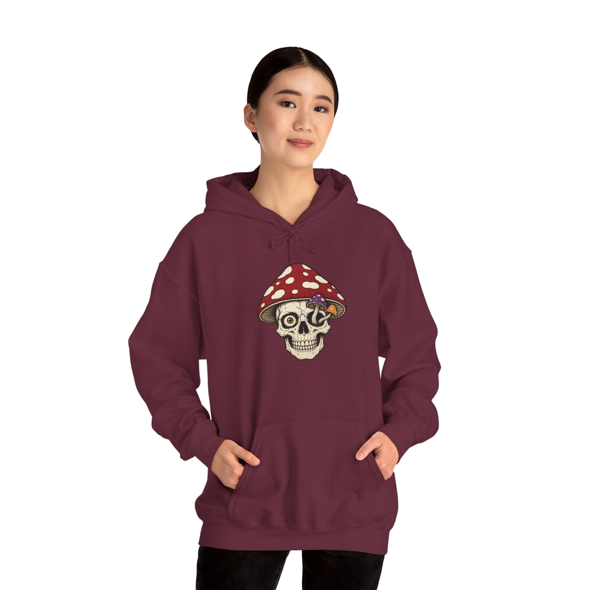 Mushroom Skull Hoodie — Gothic Mushroom Graveyard RIP Pullover