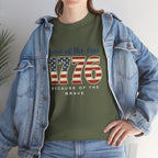 1776 American Flag Tee — "Home of the Free, Because of the Brave" Patriotic T-Shirt