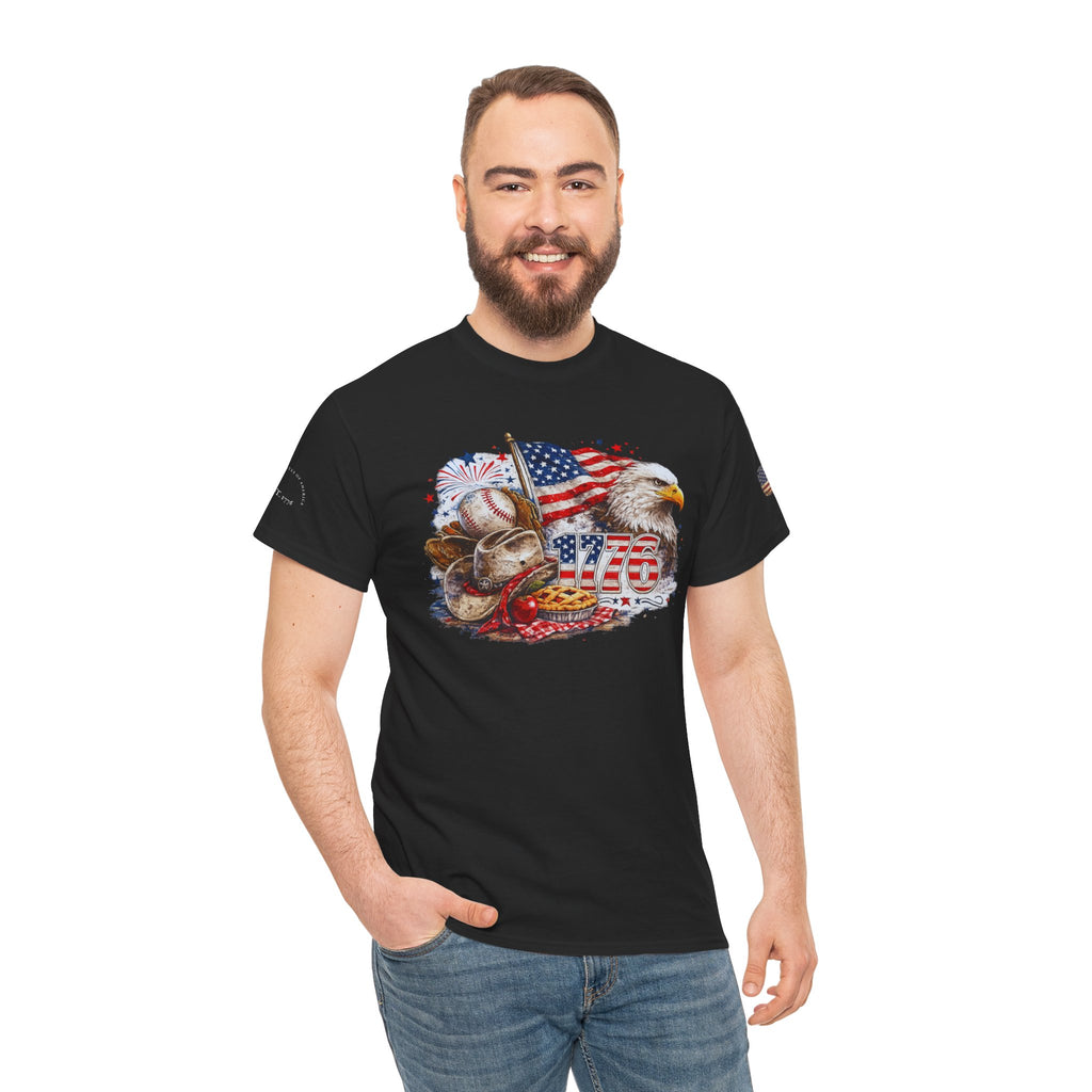 Patriotic Eagle American Flag T-Shirt — USA 1776 Military Tribute Tee