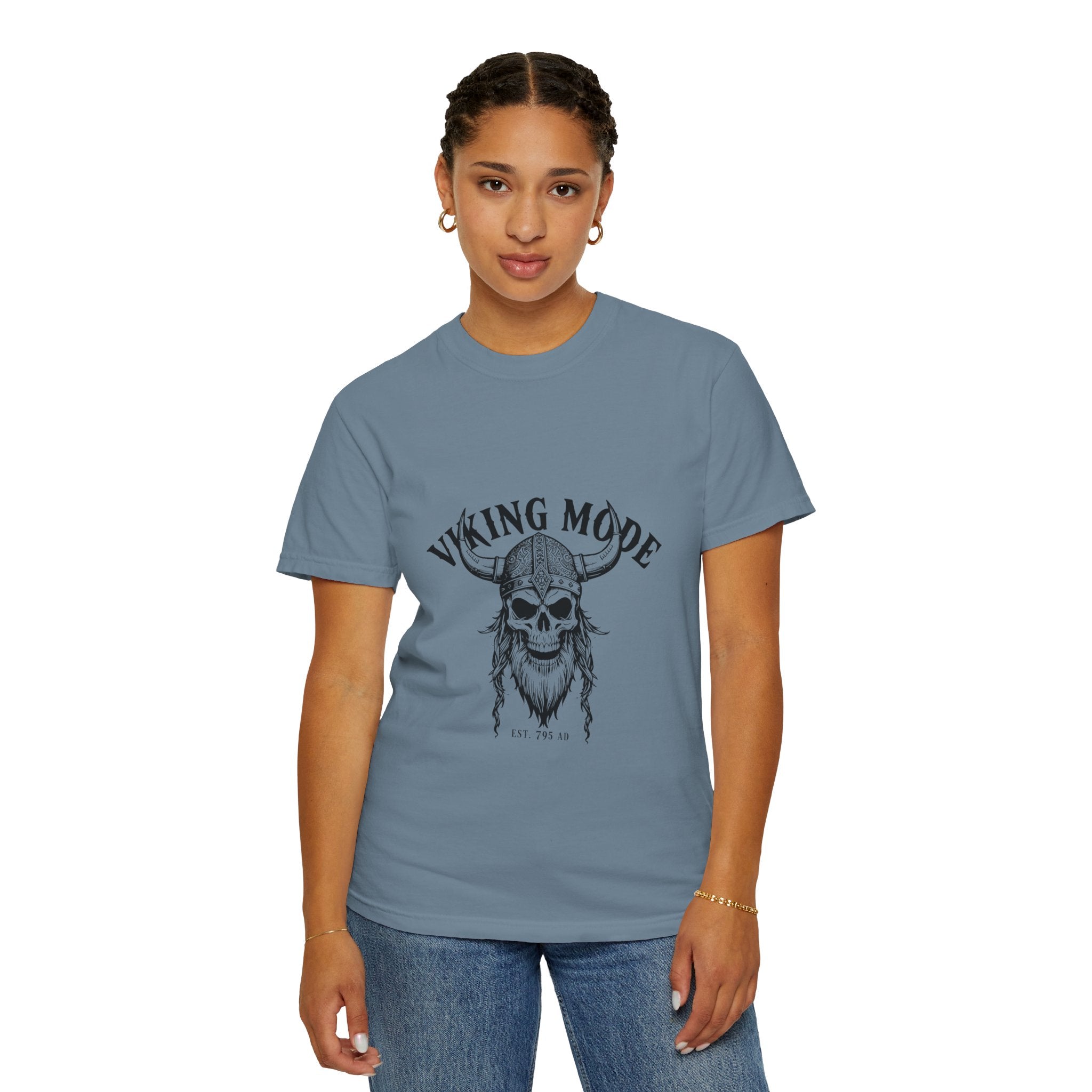 Viking Mode Skull Viking T-shirt | Norse Helmet Skull Graphic Tee