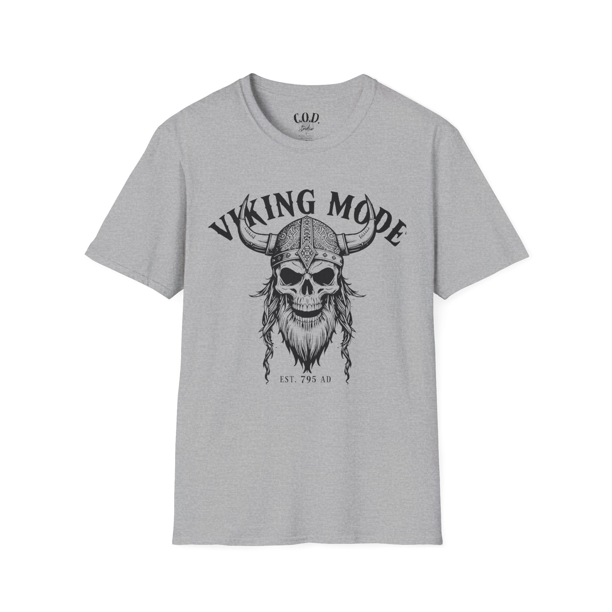 Viking Mode T-Shirt — Skull Horned Helmet Graphic
