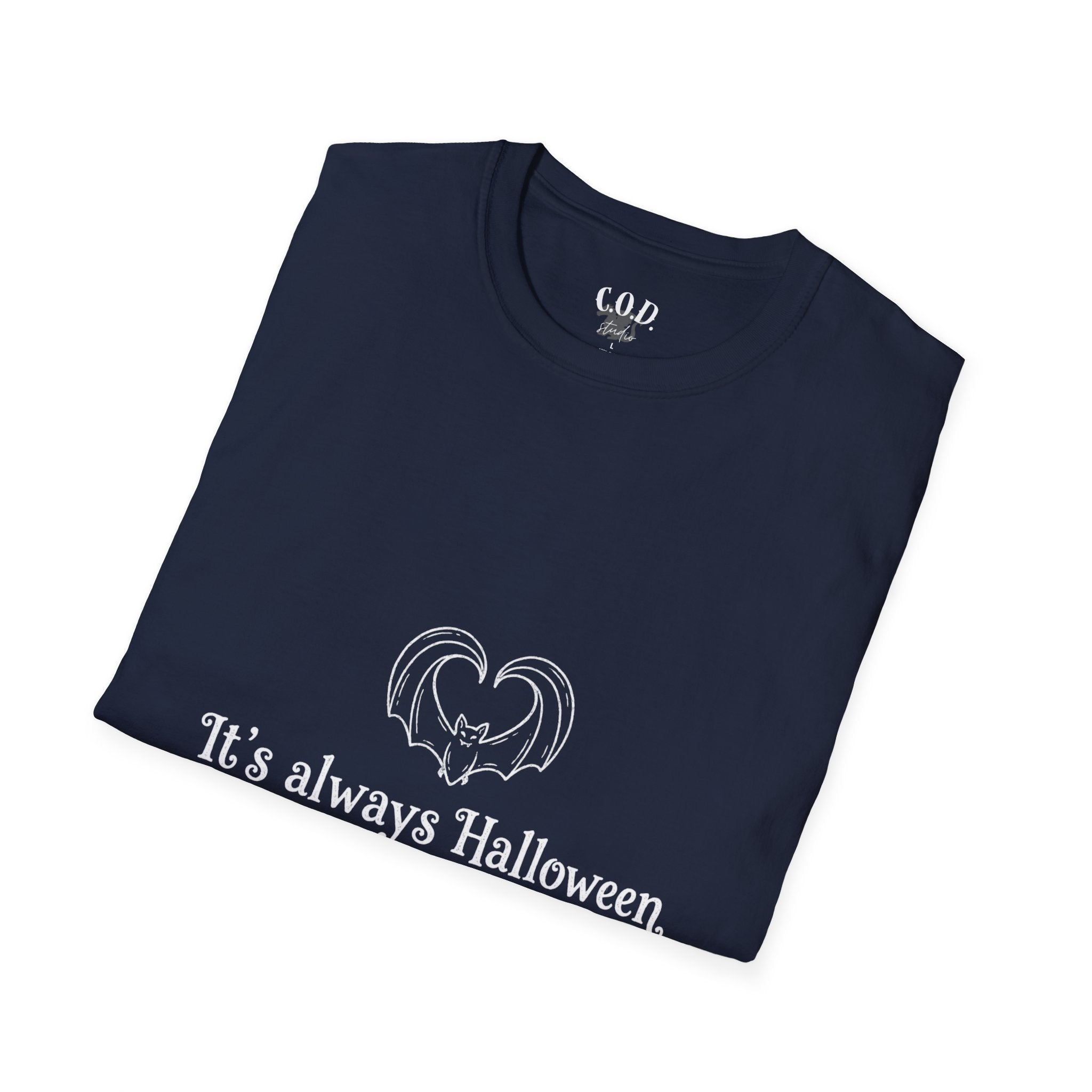 Halloween Bat Heart T-Shirt — "It's Always Halloween If You're Spooky at Heart"
