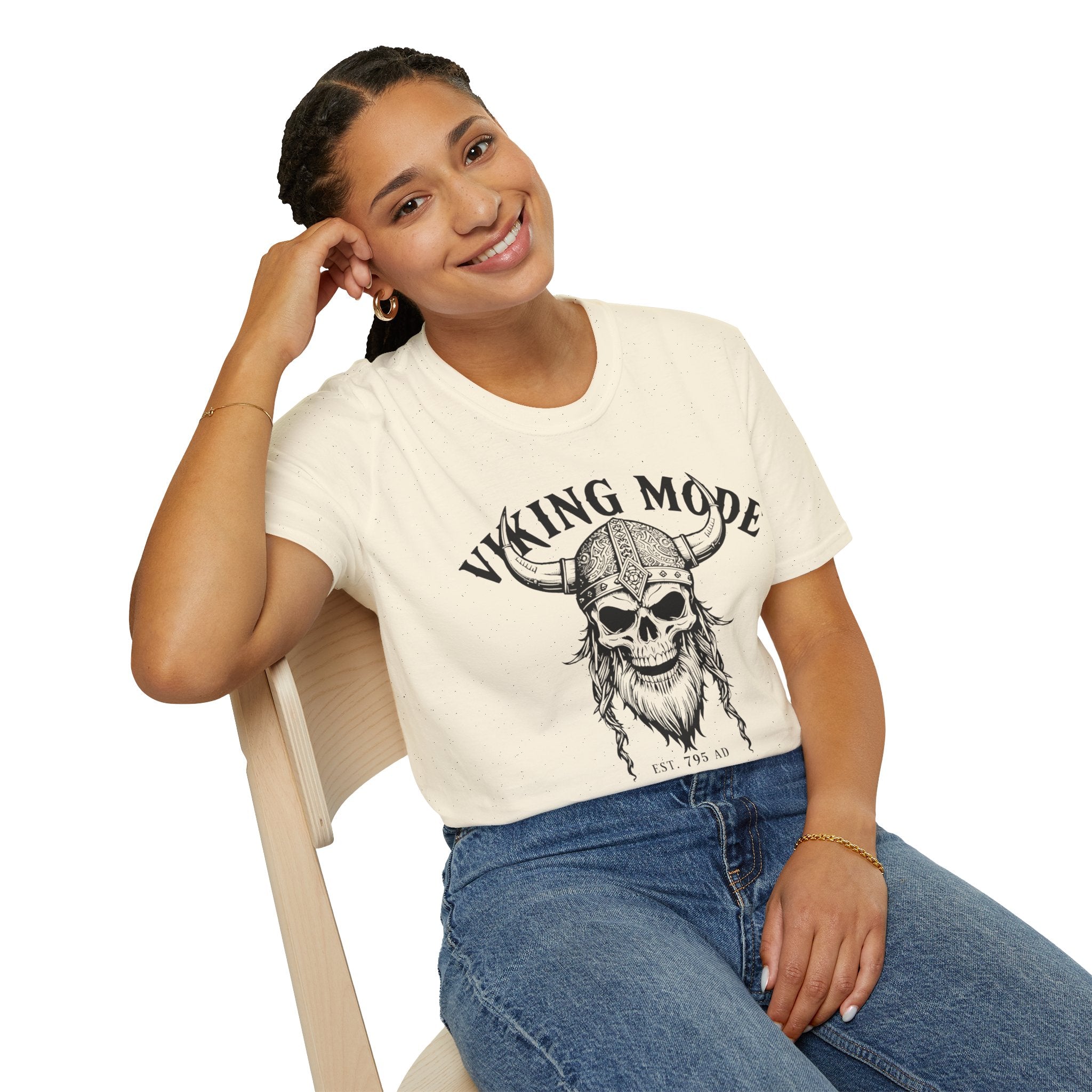 Viking Mode T-Shirt — Skull Horned Helmet Graphic