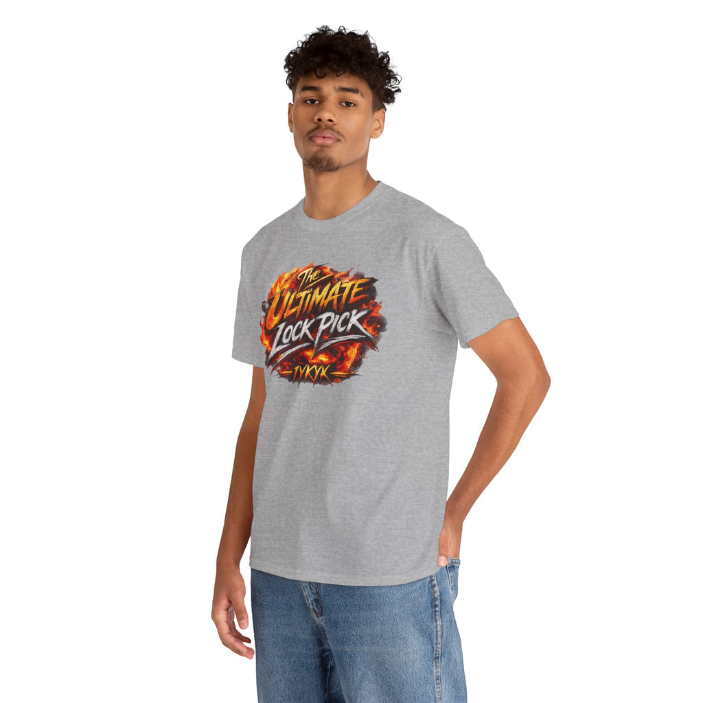 T-Shirt — "Ultimate Lock Pick" Fiery Logo Graphic Tee