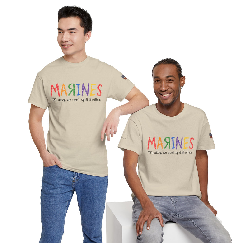 Marines Crayon Tee — “It’s okay, we can’t spell it either” Military Humor T-Shirt