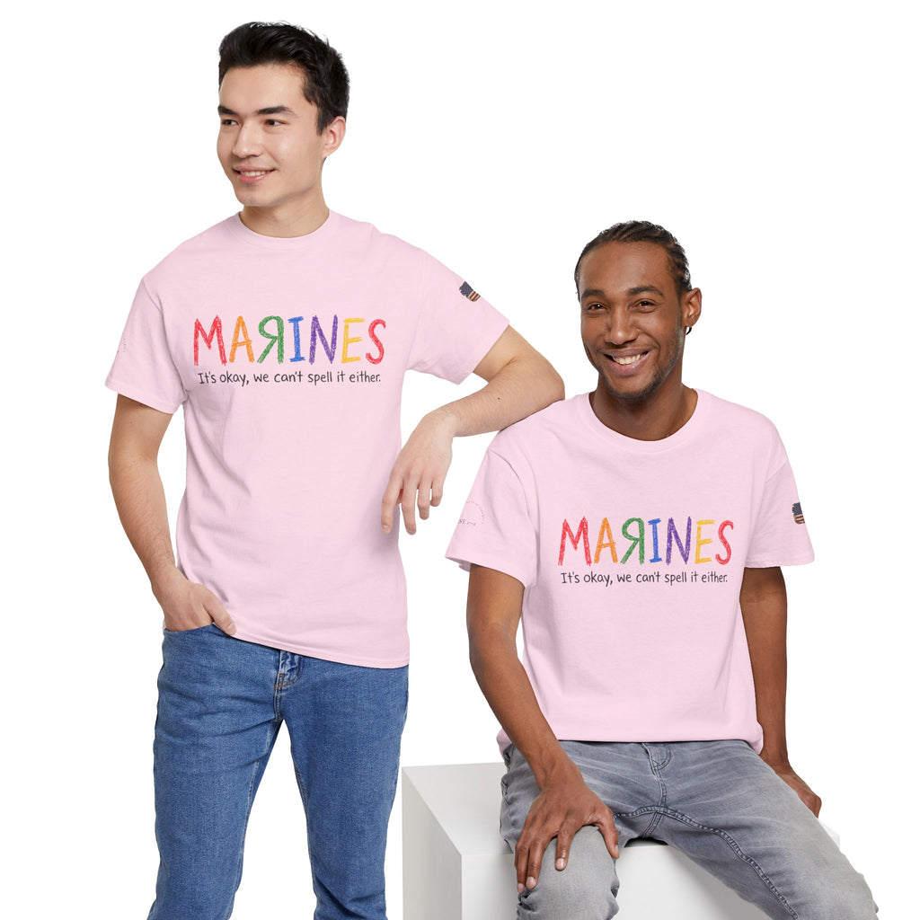 Marines Crayon Tee — “It’s okay, we can’t spell it either” Military Humor T-Shirt