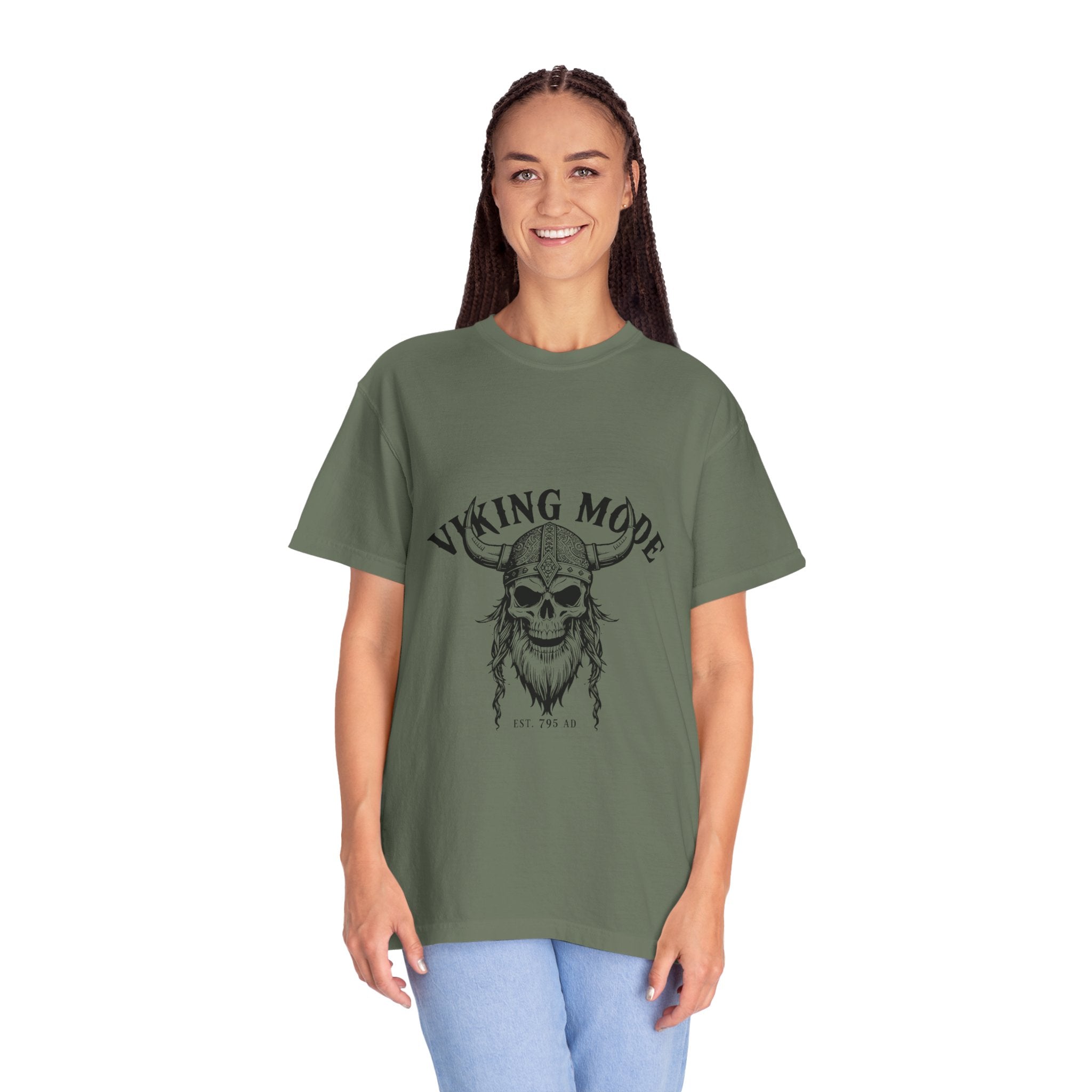 Viking Mode Skull Viking T-shirt | Norse Helmet Skull Graphic Tee