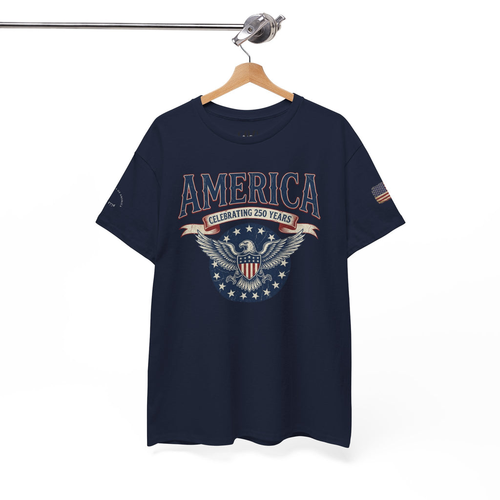 America Patriotic T‑Shirt – "America Celebrating 250 Years" Eagle Emblem