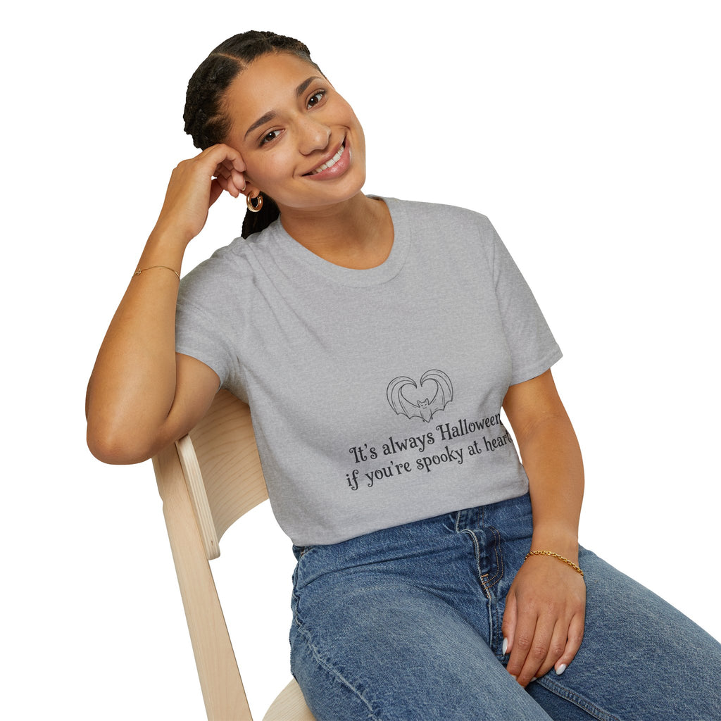 Halloween Bat Heart T-Shirt — "It's Always Halloween If You're Spooky at Heart"