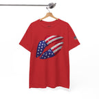 American Flag Kiss T‑Shirt – Patriotic USA Lip Print Tee for 4th of July