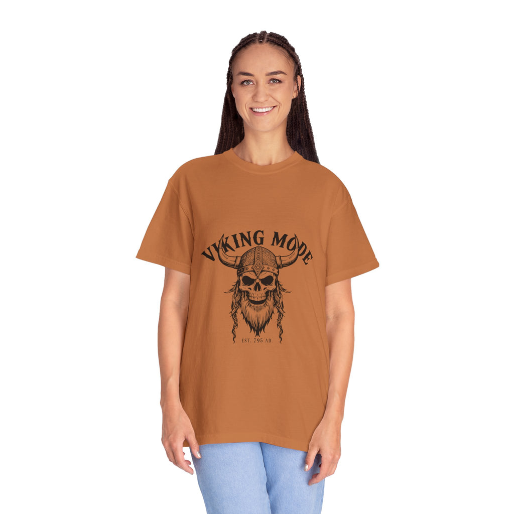 Viking Mode Skull Viking T-shirt | Norse Helmet Skull Graphic Tee