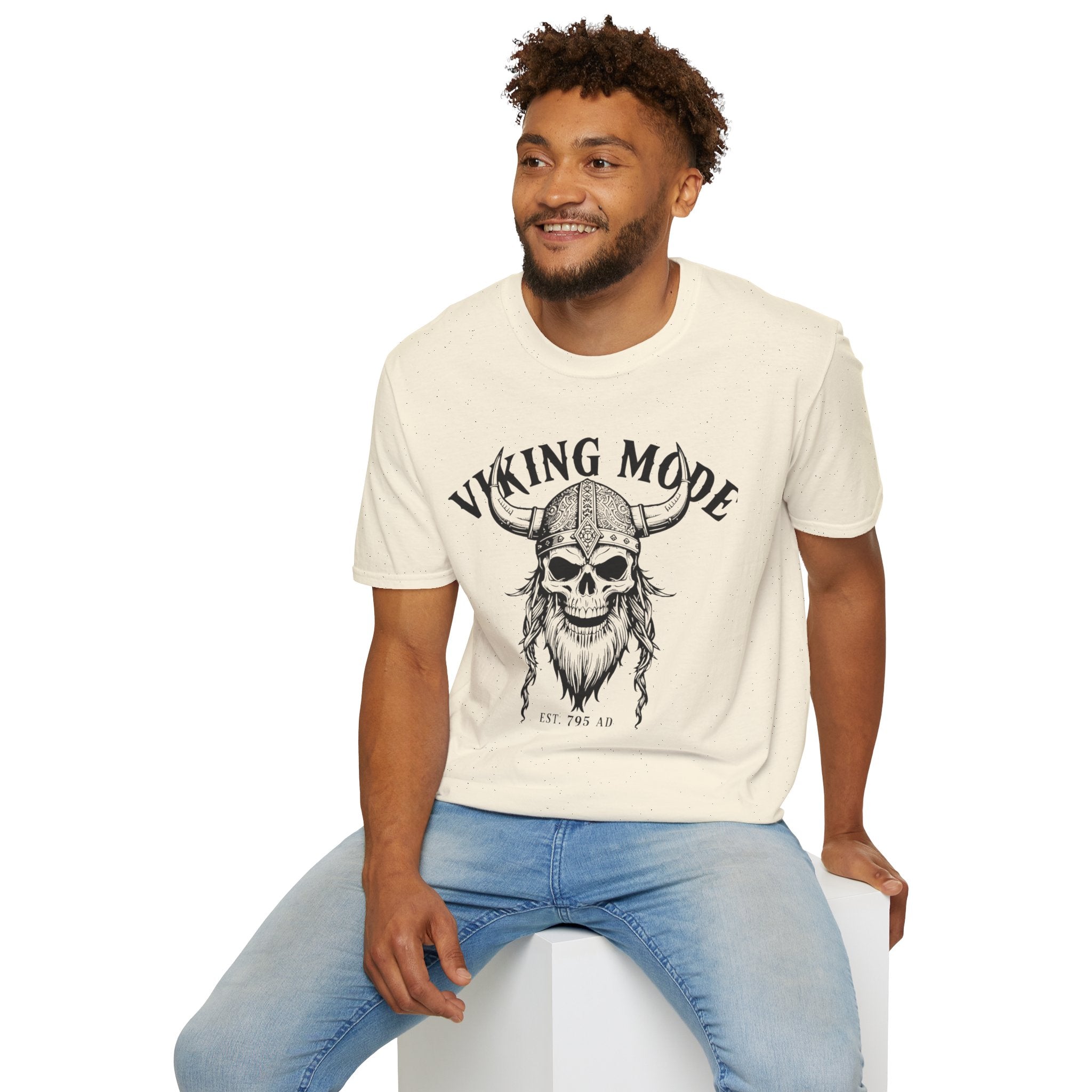 Viking Mode T-Shirt — Skull Horned Helmet Graphic