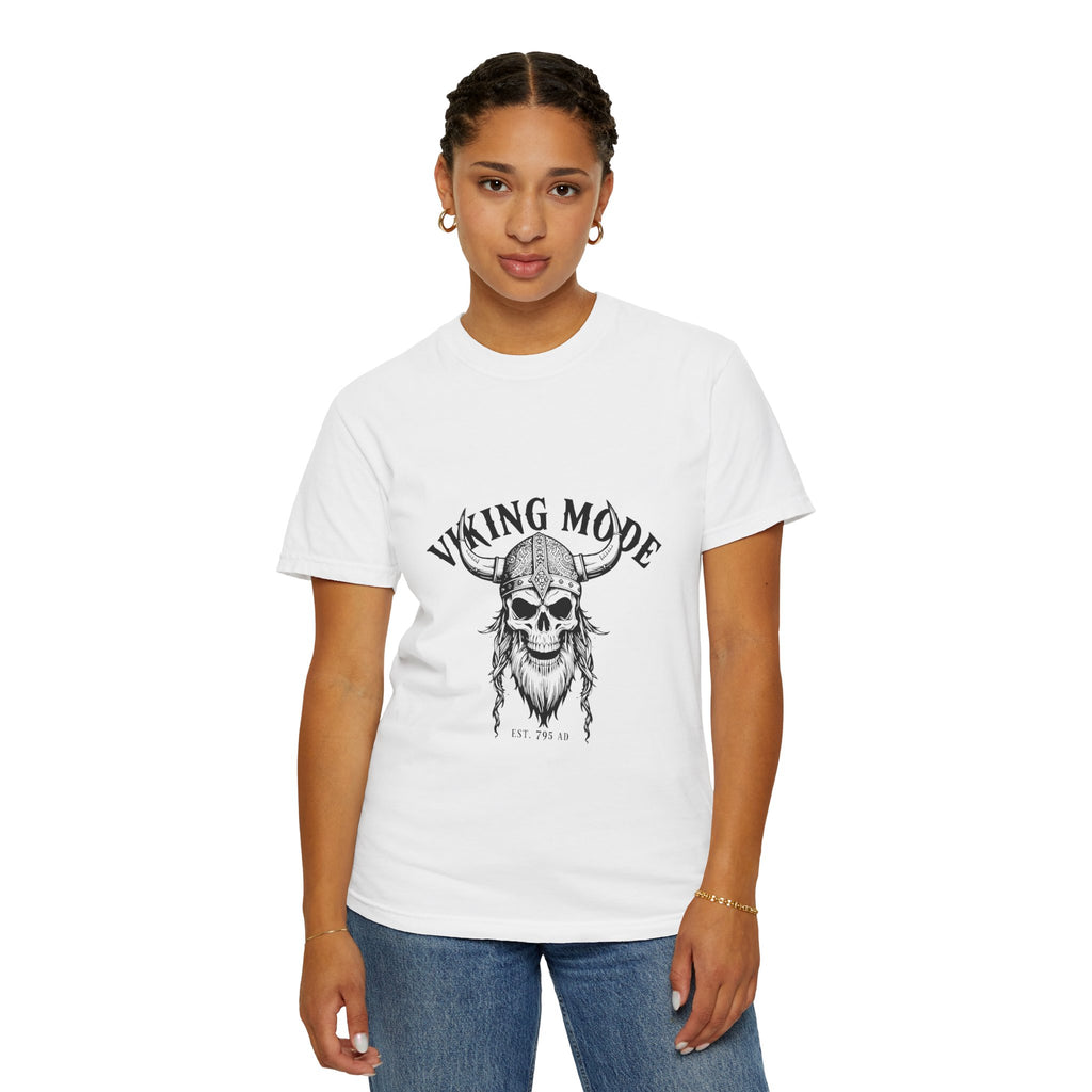 Viking Mode Skull Viking T-shirt | Norse Helmet Skull Graphic Tee