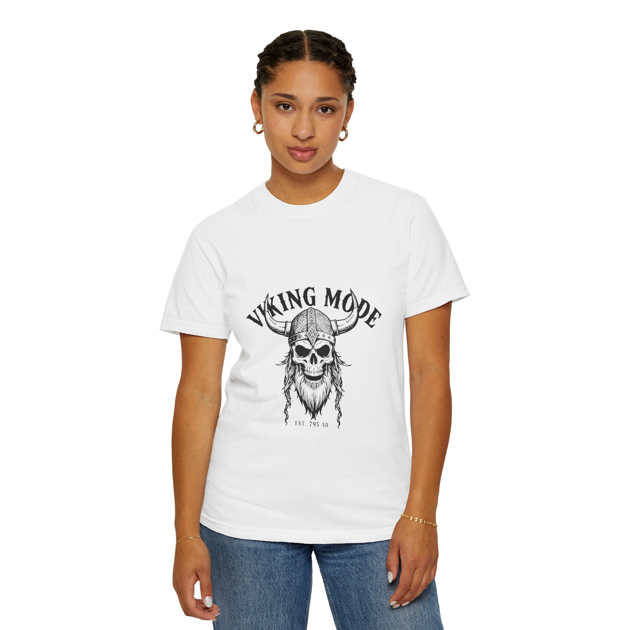 Viking Mode Skull Viking T-shirt | Norse Helmet Skull Graphic Tee