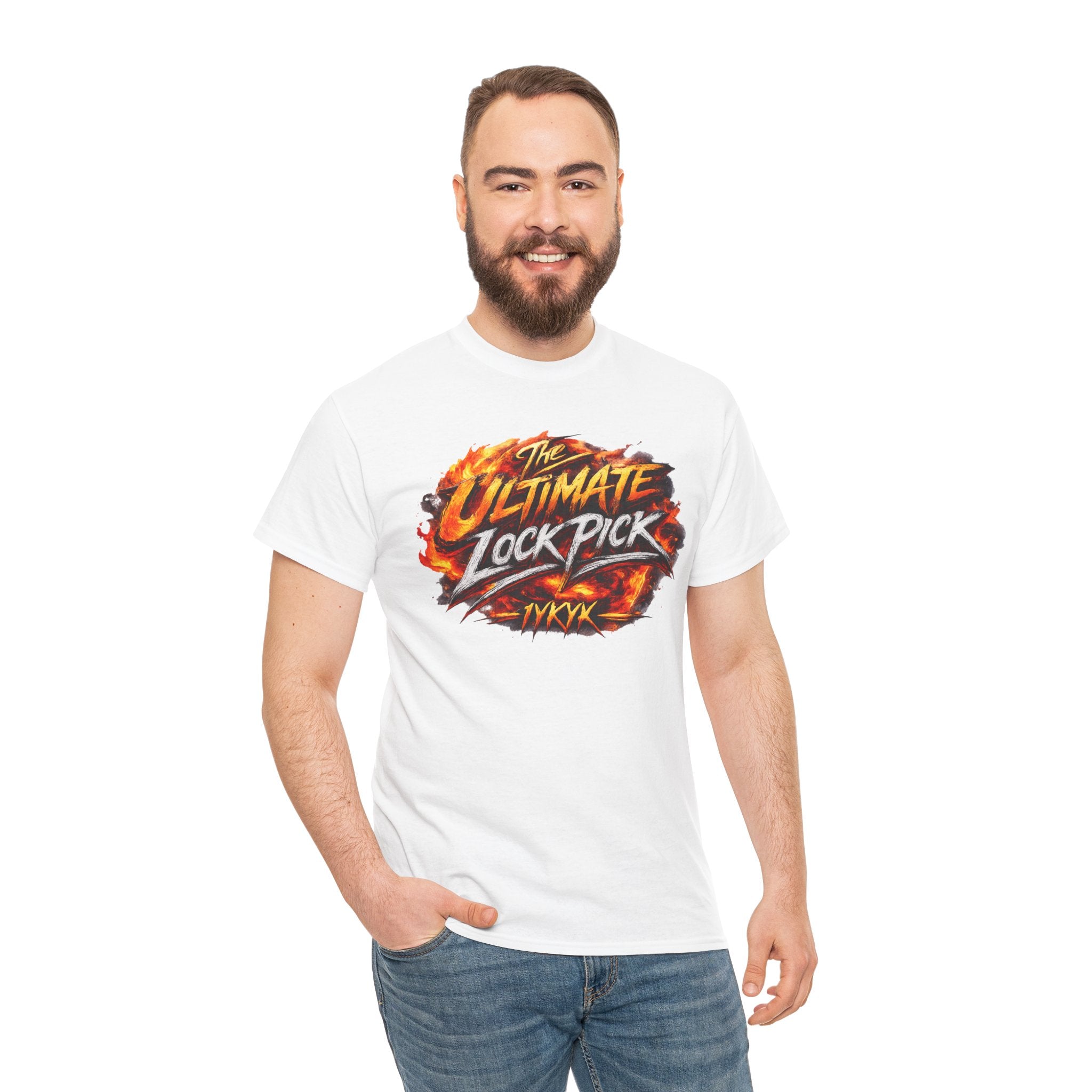 T-Shirt — "Ultimate Lock Pick" Fiery Logo Graphic Tee