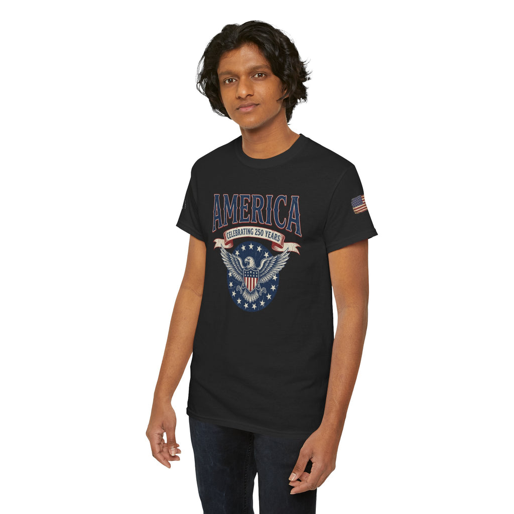 America Patriotic T‑Shirt – "America Celebrating 250 Years" Eagle Emblem