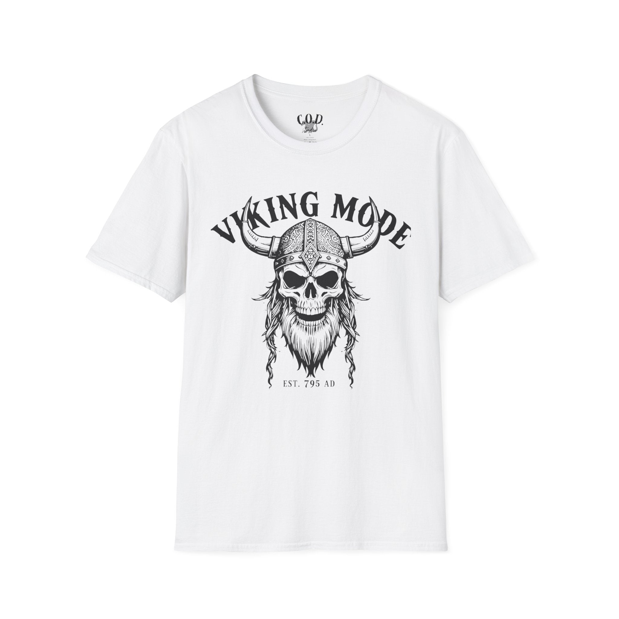 Viking Mode T-Shirt — Skull Horned Helmet Graphic