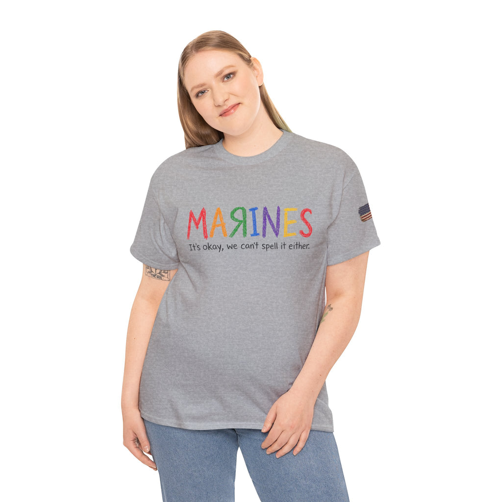 Marines Crayon Tee — “It’s okay, we can’t spell it either” Military Humor T-Shirt