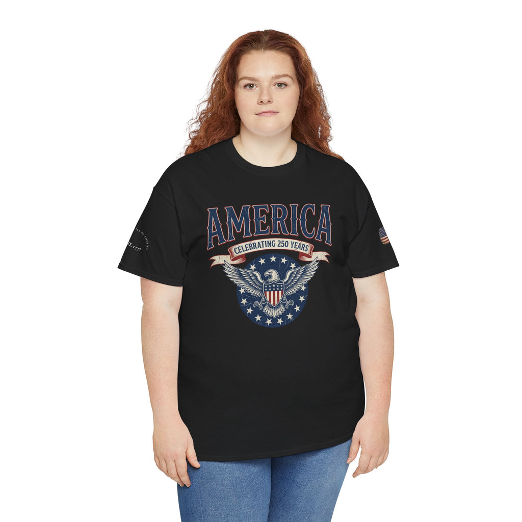 America Patriotic T‑Shirt – "America Celebrating 250 Years" Eagle Emblem