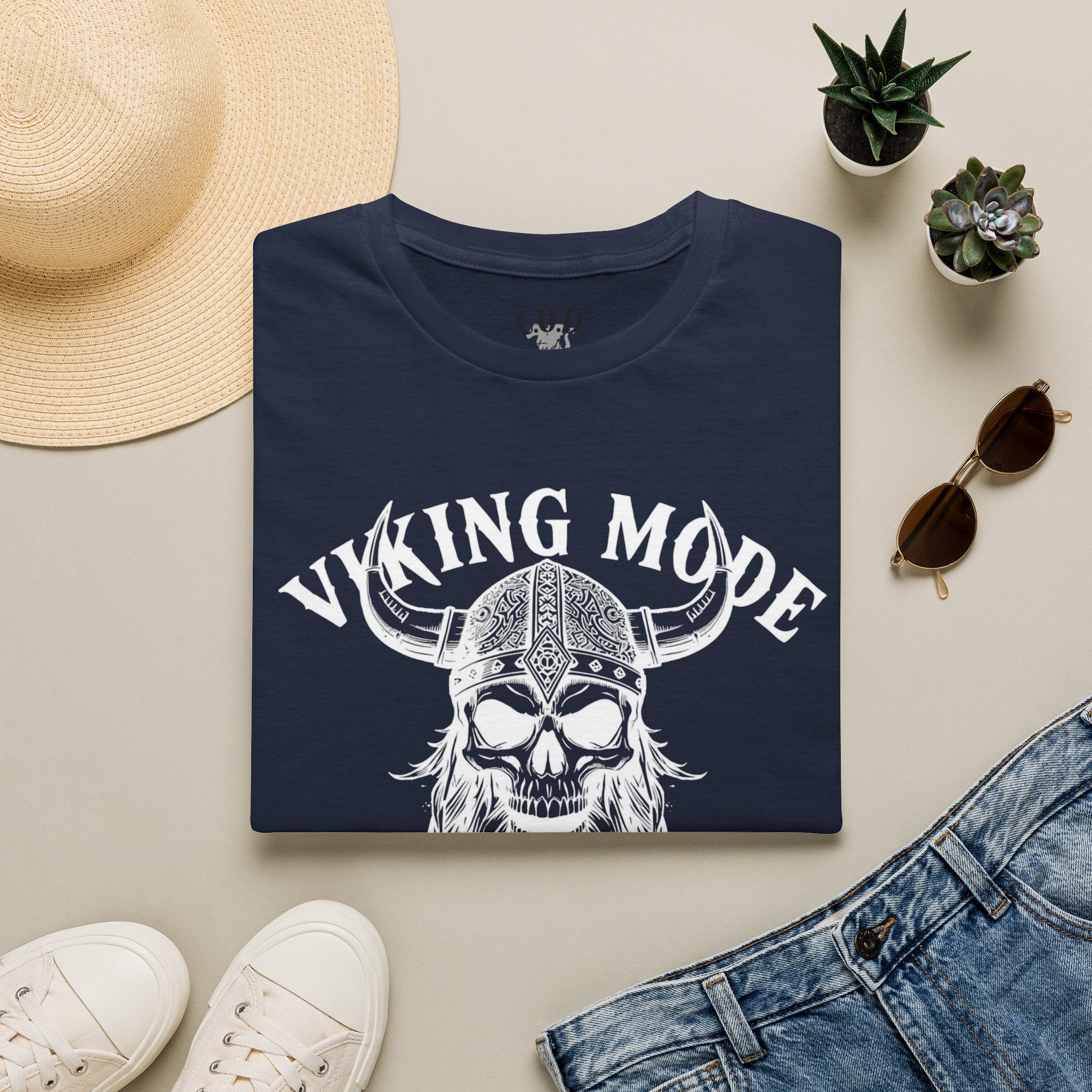 Viking Mode T-Shirt — Skull Horned Helmet Graphic