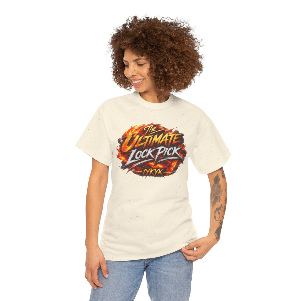 T-Shirt — "Ultimate Lock Pick" Fiery Logo Graphic Tee