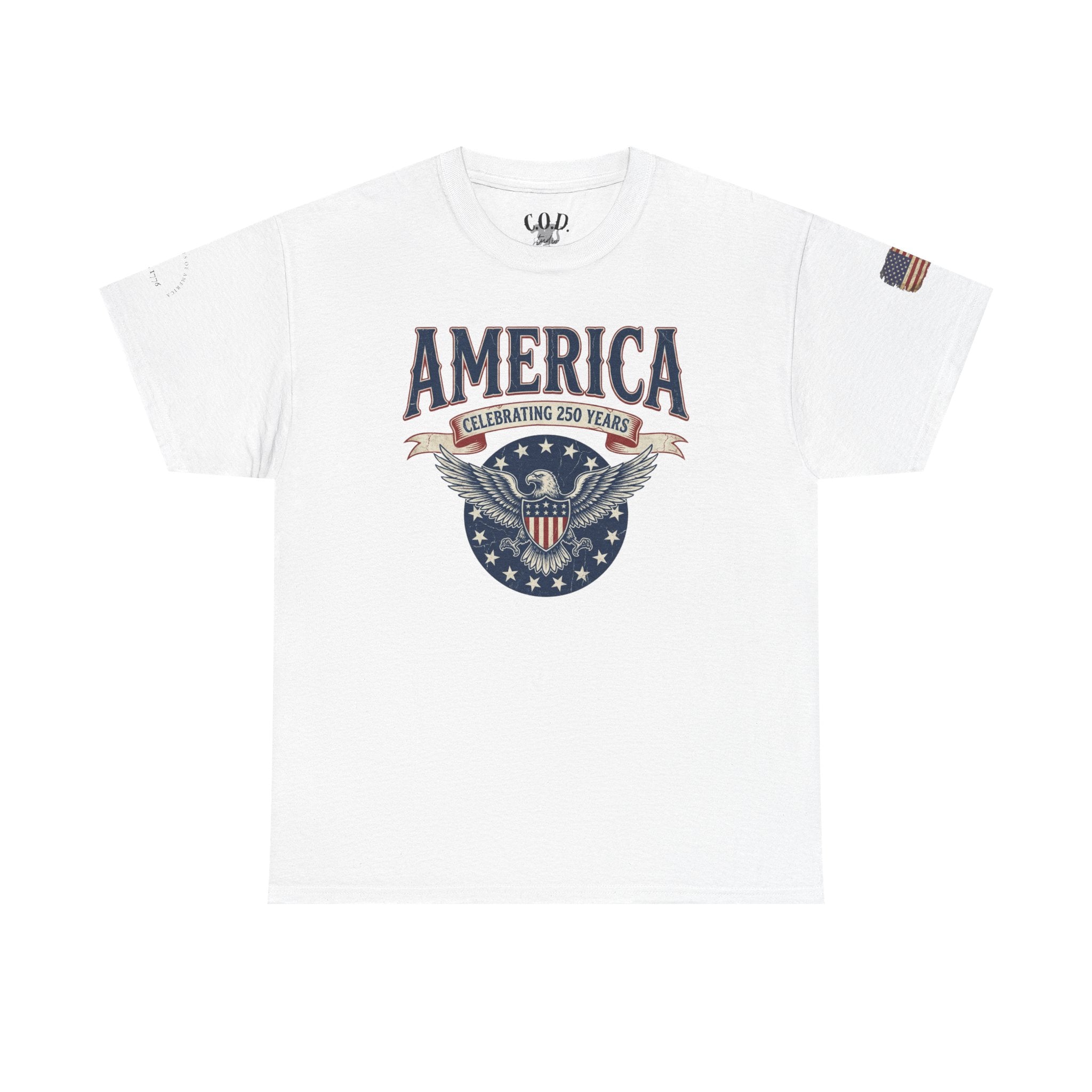 America Patriotic T‑Shirt – "America Celebrating 250 Years" Eagle Emblem