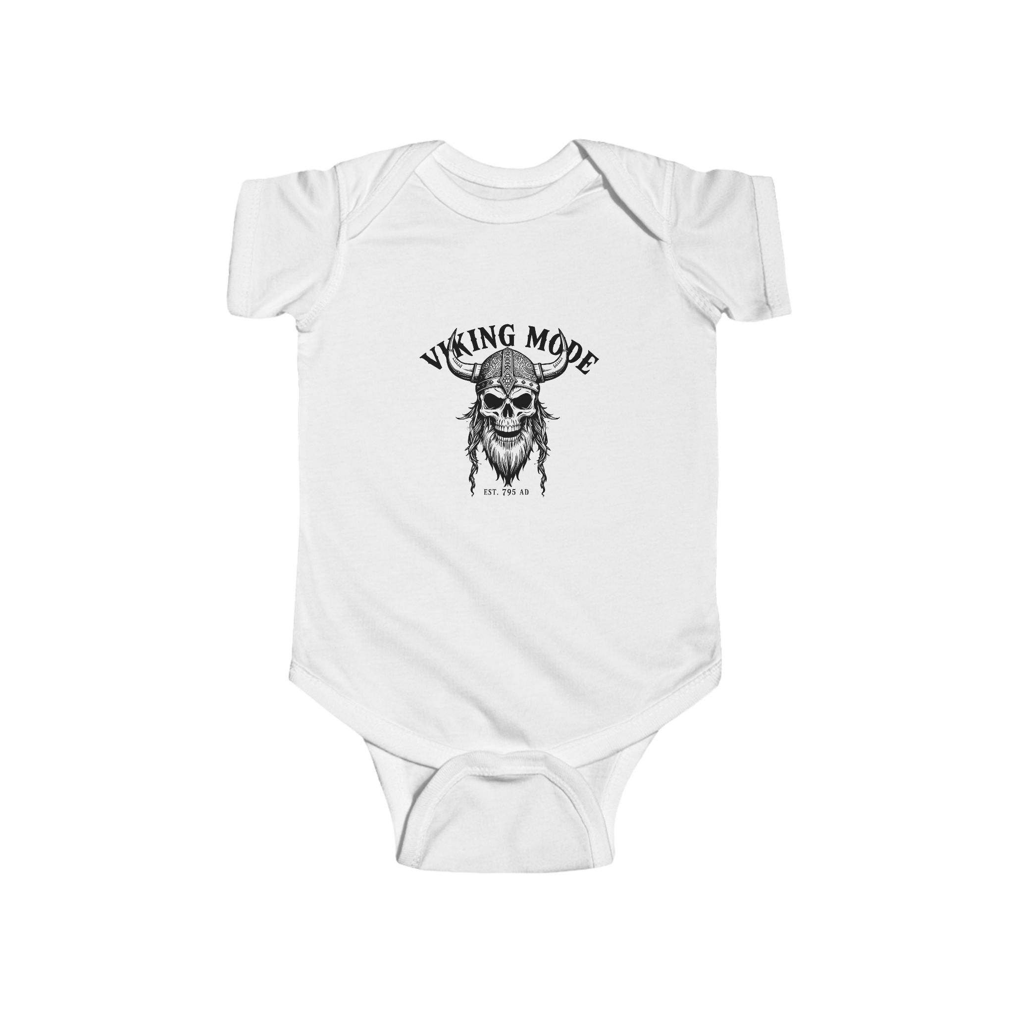 Viking Mode Skull with Horned Helmet Bodysuit | Baby Onesie