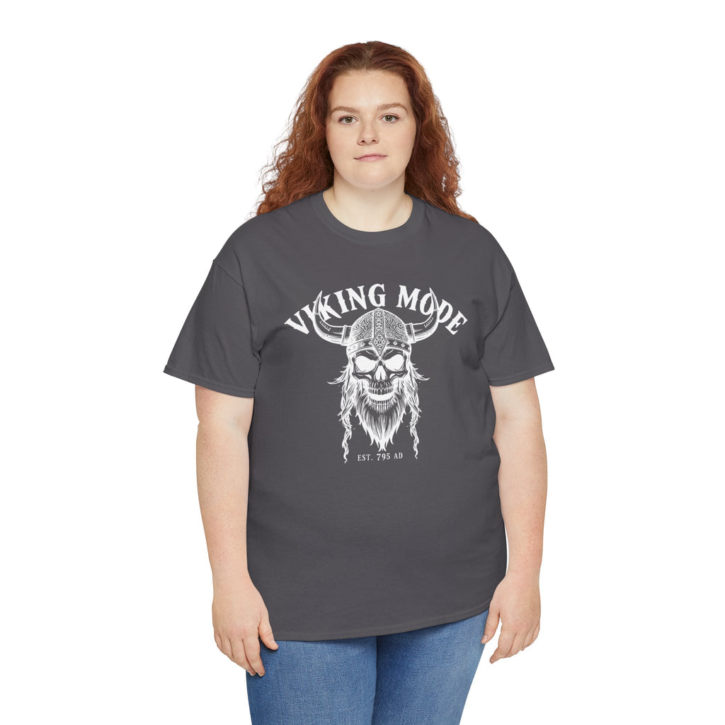 Viking Mode Skull Viking T-shirt | Norse Helmet Skull Graphic Tee