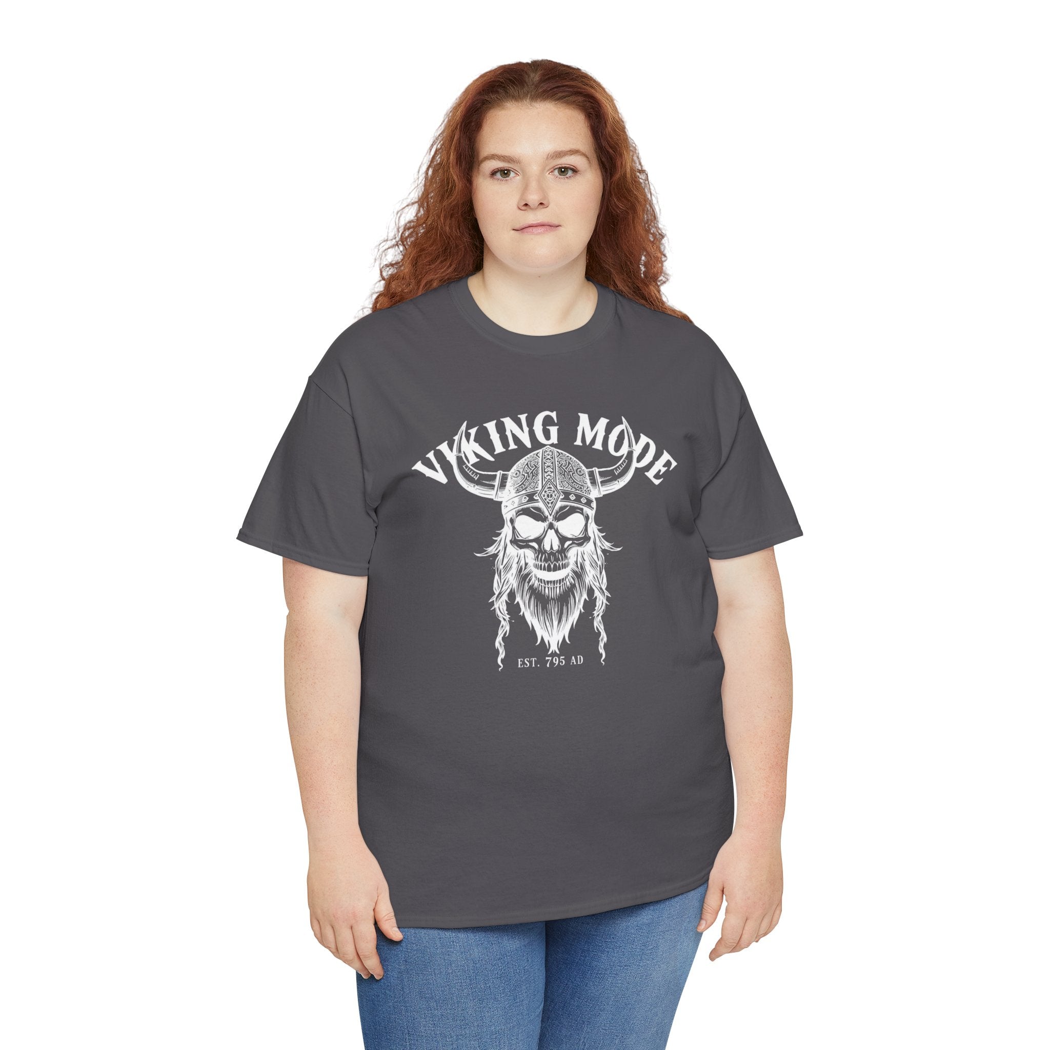 Viking Mode Skull Viking T-shirt | Norse Helmet Skull Graphic Tee