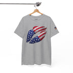 American Flag Kiss T‑Shirt – Patriotic USA Lip Print Tee for 4th of July
