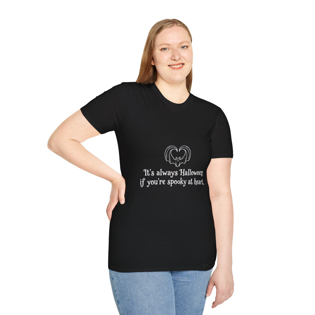 Halloween Bat Heart T-Shirt — "It's Always Halloween If You're Spooky at Heart"