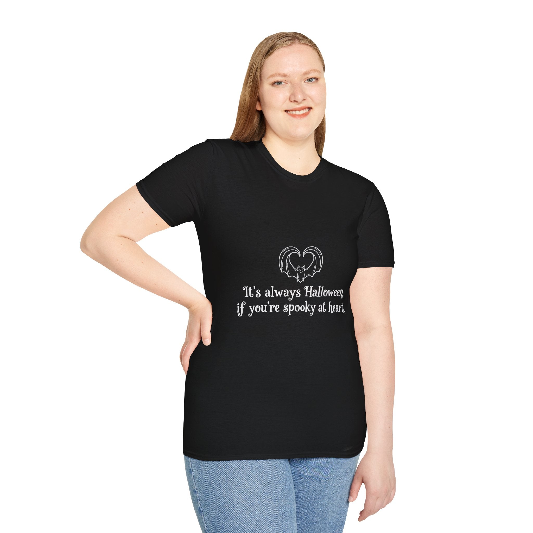 Halloween Bat Heart T-Shirt — "It's Always Halloween If You're Spooky at Heart"