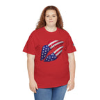 American Flag Kiss T‑Shirt – Patriotic USA Lip Print Tee for 4th of July