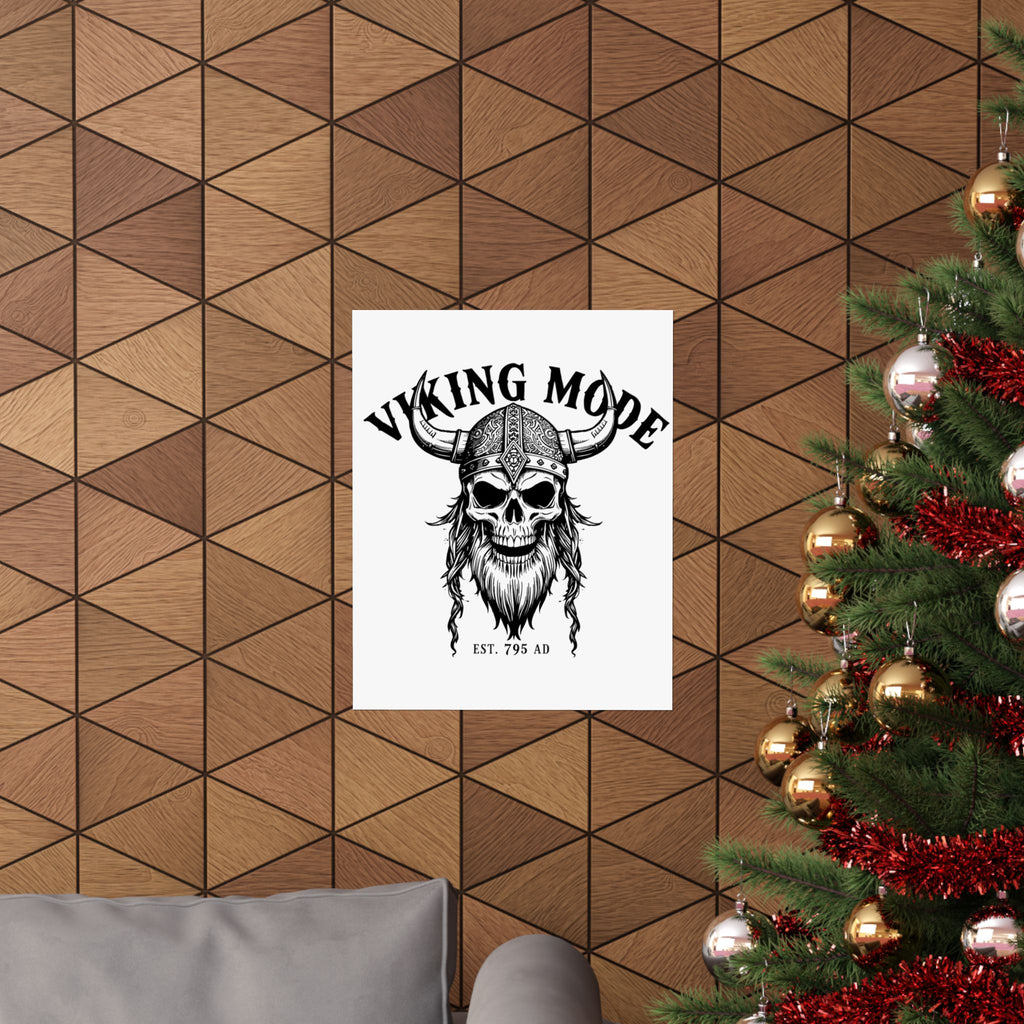 Viking Mode Skull Poster | Matte Vertical Poster
