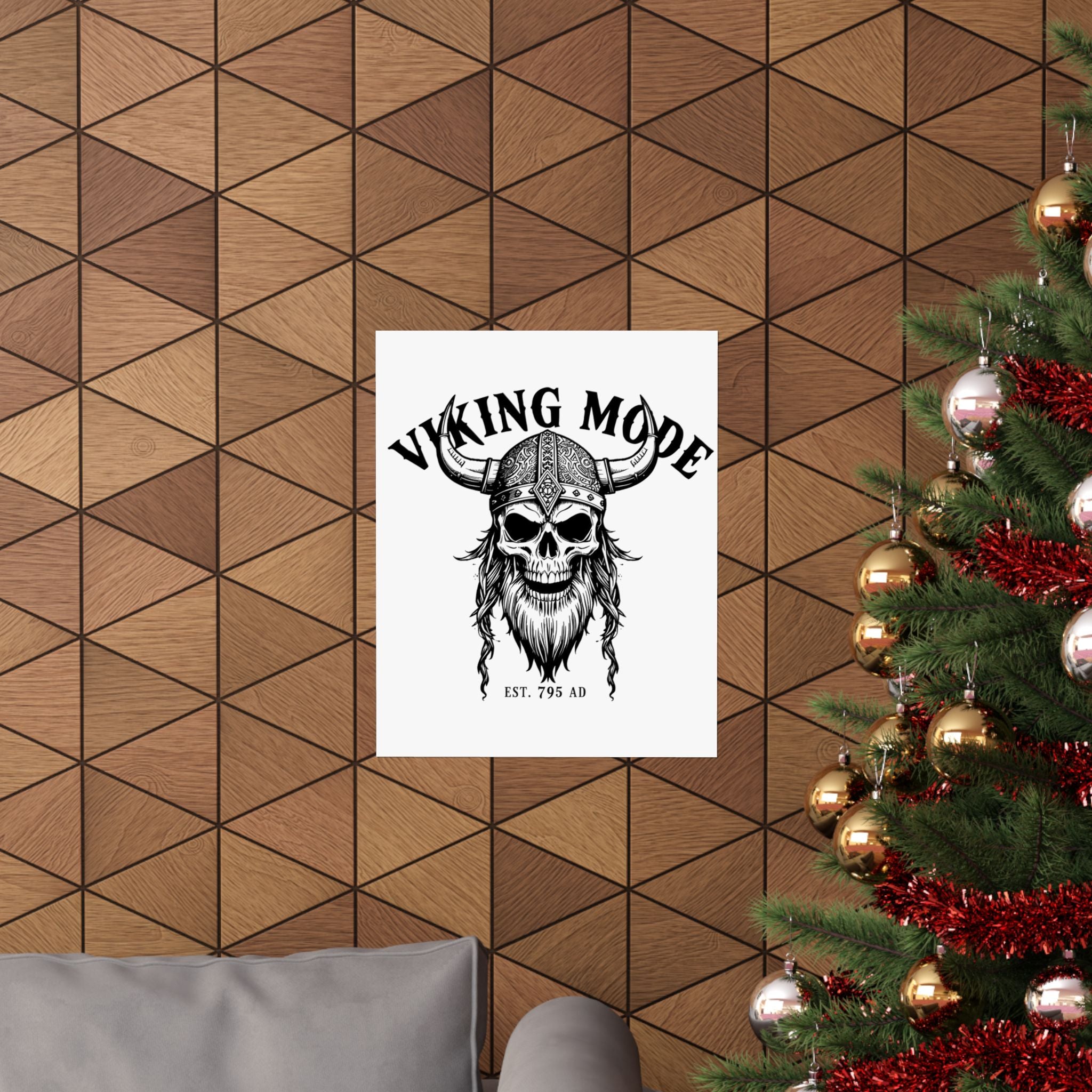 Viking Mode Skull Poster | Matte Vertical Poster