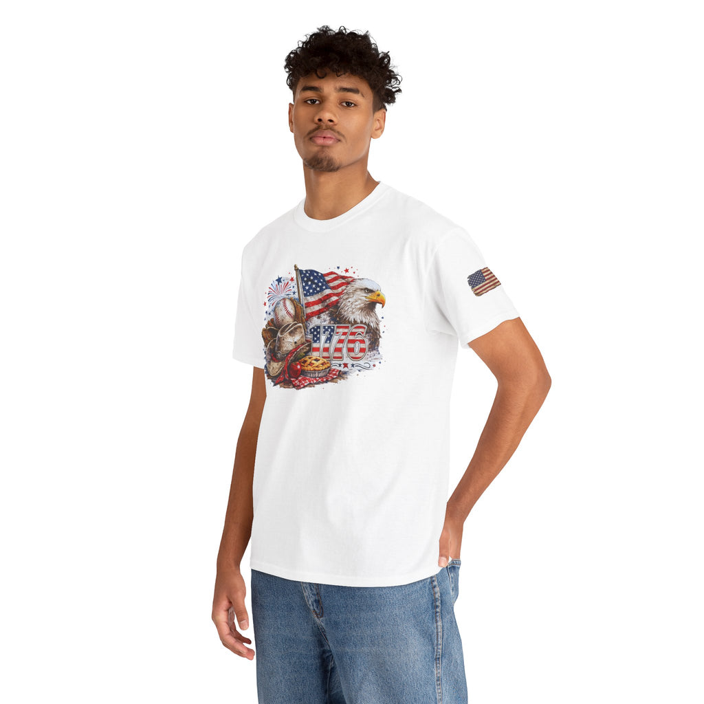 Patriotic Eagle American Flag T-Shirt — USA 1776 Military Tribute Tee