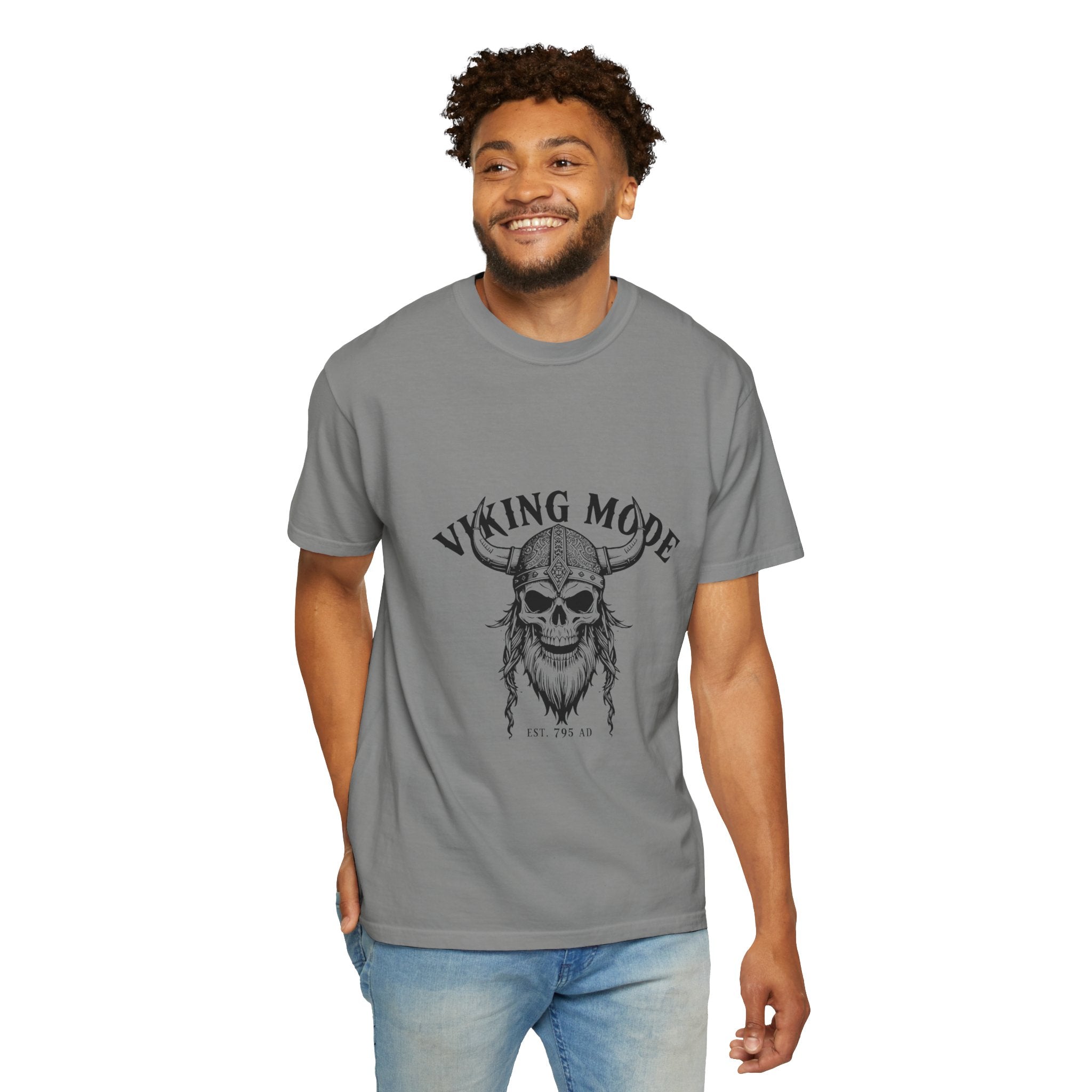 Viking Mode Skull Viking T-shirt | Norse Helmet Skull Graphic Tee