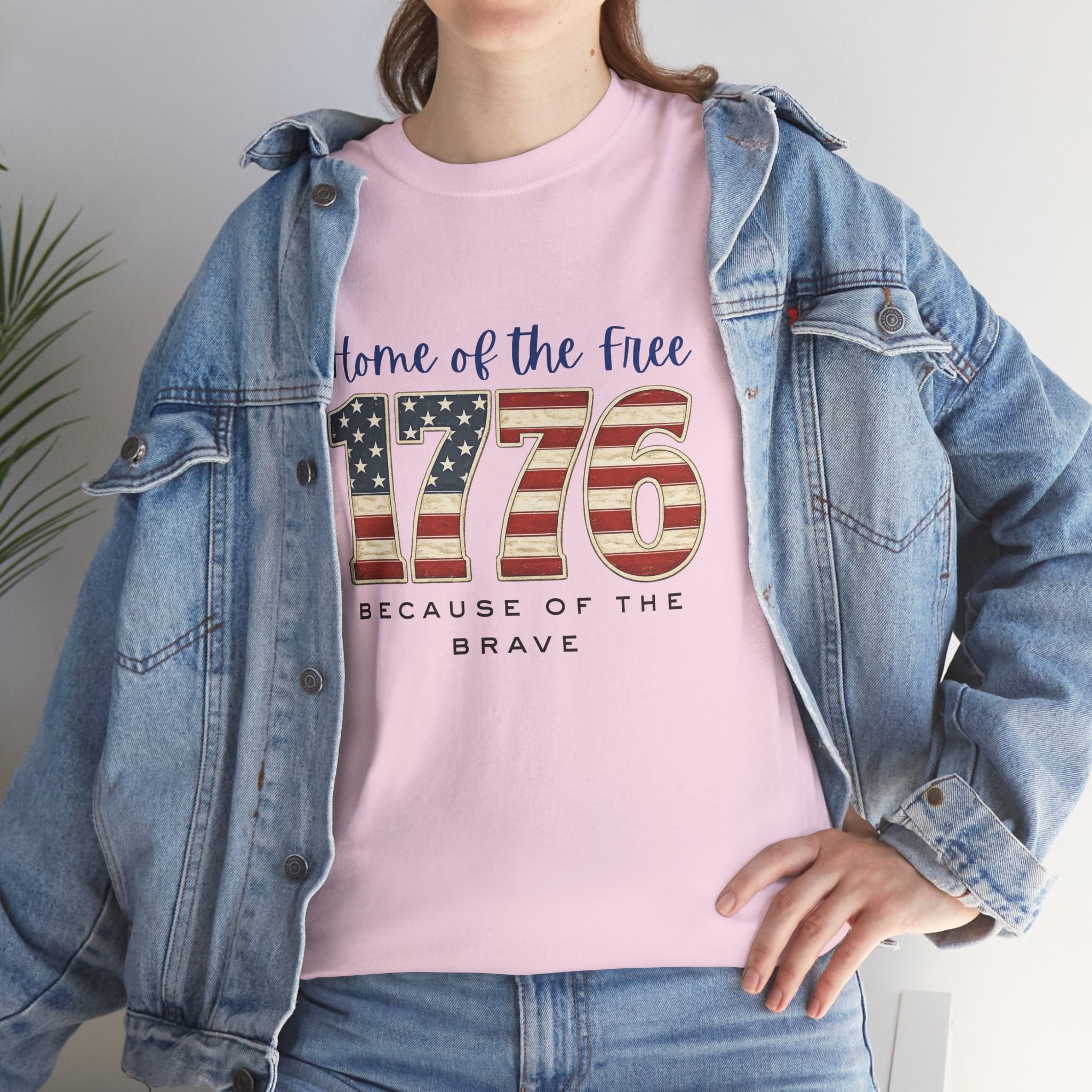 1776 American Flag Tee — "Home of the Free, Because of the Brave" Patriotic T-Shirt