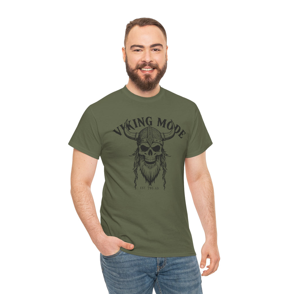 Viking Mode Skull Viking T-shirt | Norse Helmet Skull Graphic Tee